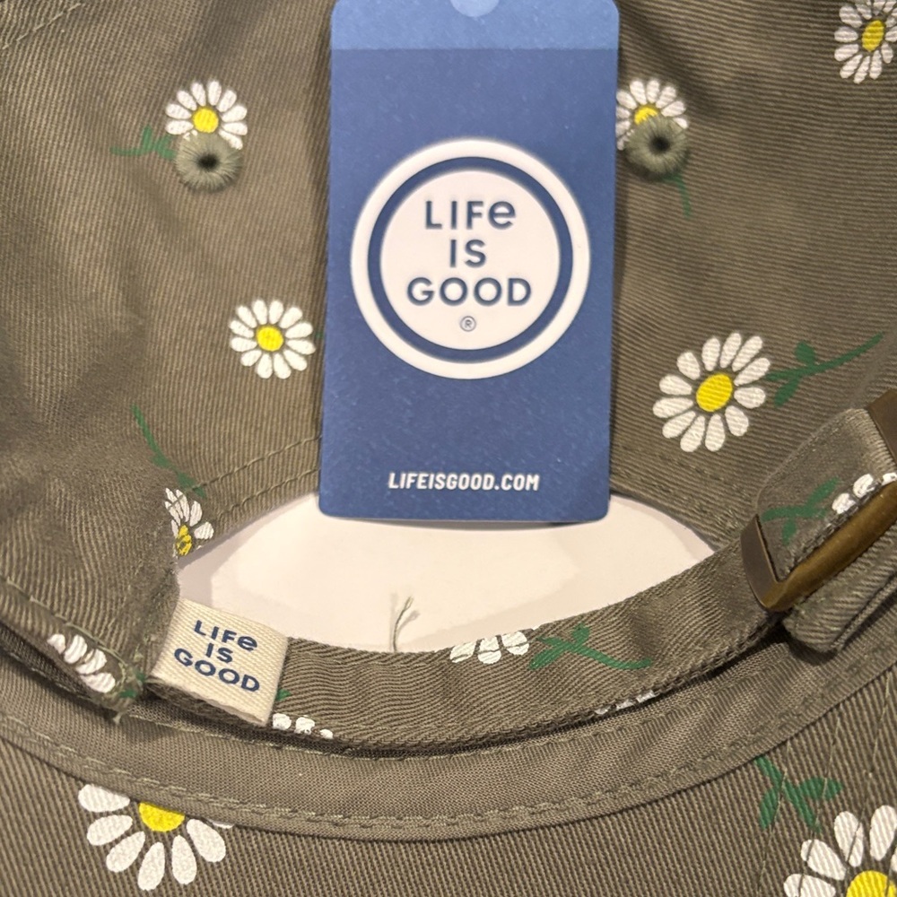 Life Is Good Olive Green Daisy Baseball Cap NWT - Picture 3 of 3